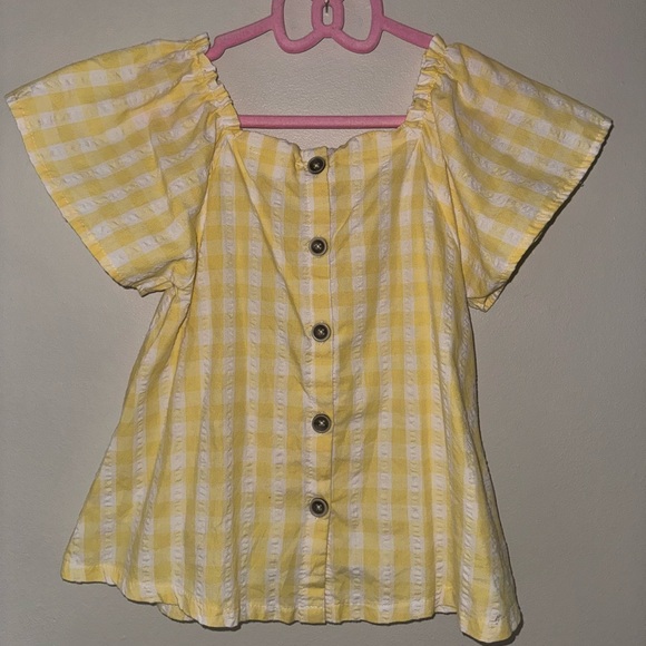 Jessica Simpson , little girls yellow and white blouse, size 5/6 - Picture 2 of 3